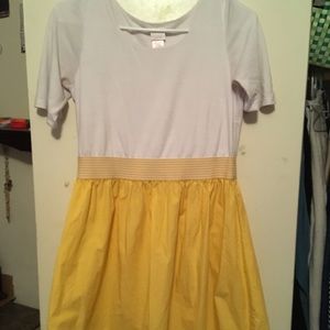 Cute knee length yellow and white dress